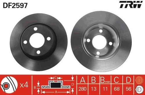 Brake disc trw df2597 for - 2,